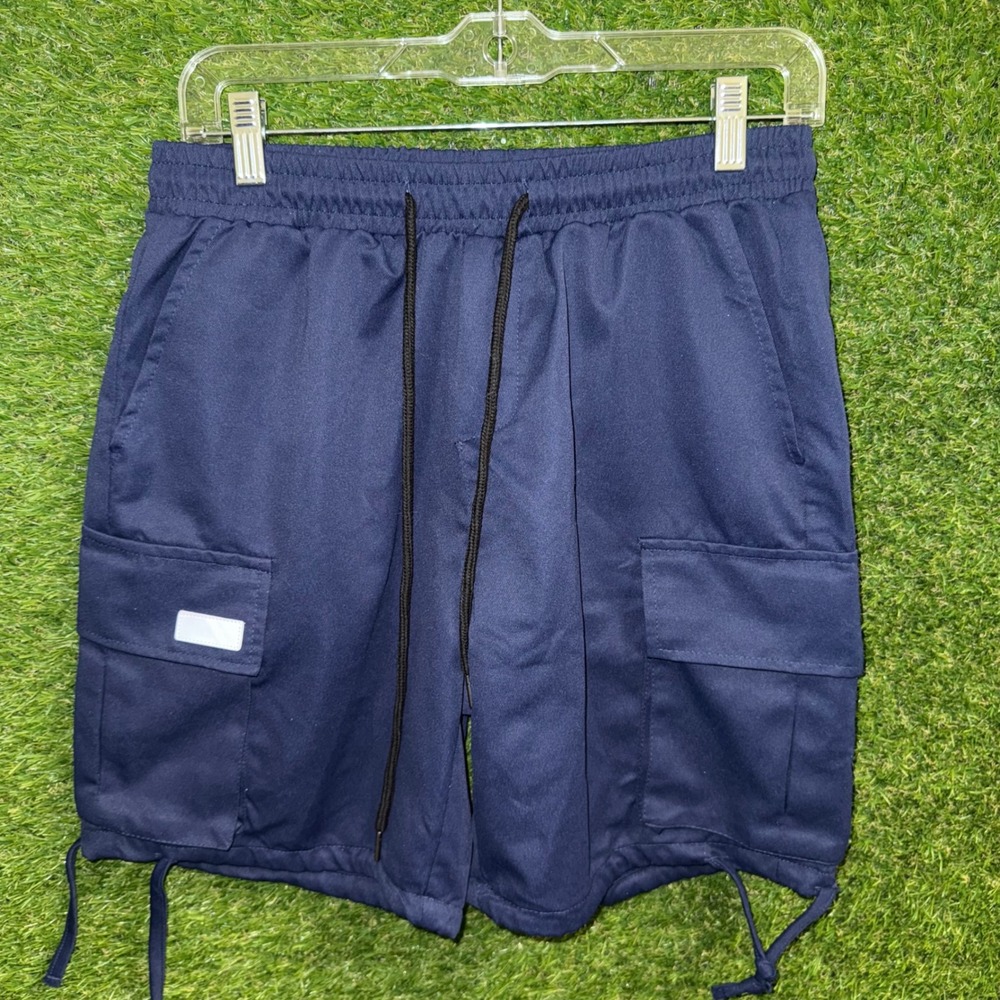 Mens Navy Blue Cargo Shorts MANFINITY Drawstring Waist Casual Summer‎